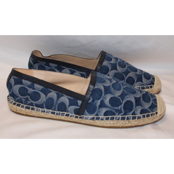 Coach Codi Espadrille Jacquard Print Slip on Shoes Denim Blue NWOB SZ 8.5 - Picture 2 of 5